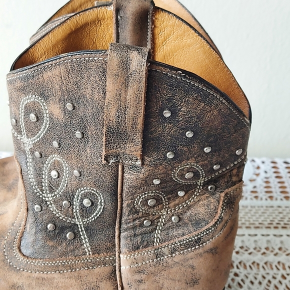 ISO MIZ MOOZ Women's Distressed Leather Studded Cowgirl Cozumel Western Boots - Picture 5 of 12